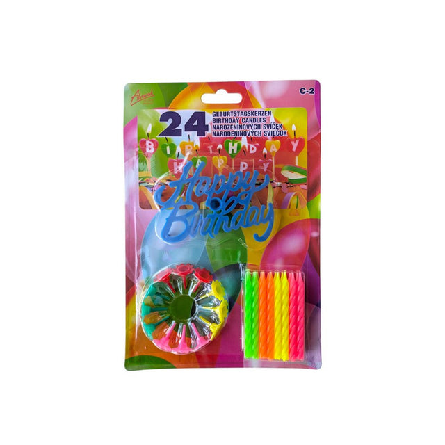 24 neonových narozeninových svíček na dort (6 cm) + 12 držáků a zápich HAPPY BIRTHDAY C-02 .jpg