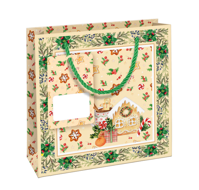 Dárková taška vánoční čtvercová (TQ) - VÁNOČNÍ PERNÍČKY - 15x6x14,5cm 226516 TQ.jpg#18573#b2de58da63b9