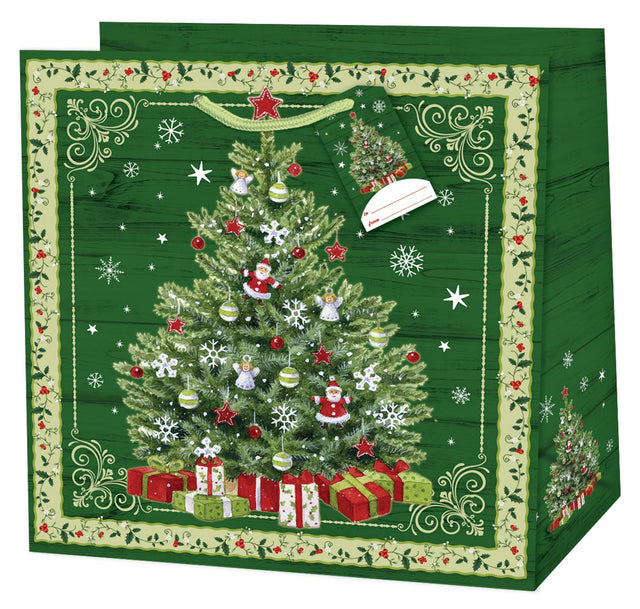 Dárková taška vánoční čtvercová (TQ) - VÁNOČNÍ STROMEČEK - 15x6x14,5cm 222527 TQ.jpg