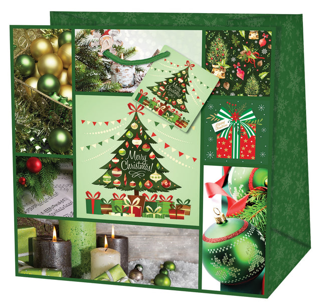 Dárková taška vánoční čtvercová (TQ) - VÁNOČNÍ STROMEČEK - 15x6x14,5cm 223504 TQ.jpg