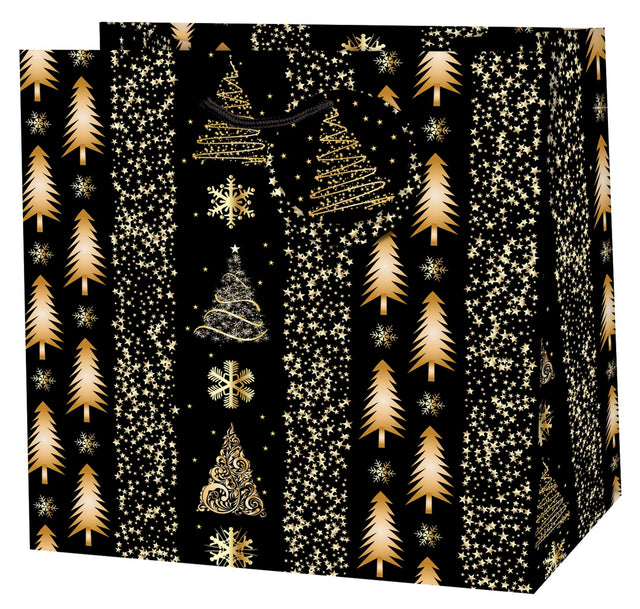 Dárková taška vánoční čtvercová (TQ) - VÁNOČNÍ STROMEČKY - 15x6x14,5cm 223528 TQ.jpg