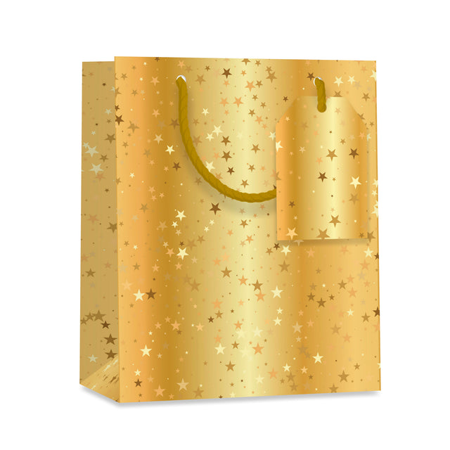 Dárková taška vánoční střední (TM) - HVĚZDIČKY - 23x19x10,2cm 225507 TM.jpg