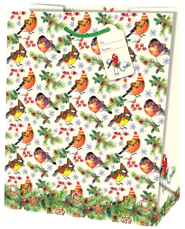 Dárková taška vánoční střední (TM) - PTÁČCI - 23x19x10,2cm 223508 TM.jpg