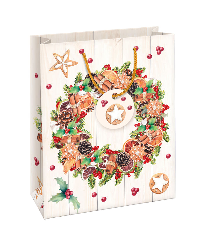 Dárková taška vánoční velká (TL) - VÁNOČNÍ VĚNEC - 33x26,7x13,7cm 226519 TL.jpg#18576#0abd4bb070af