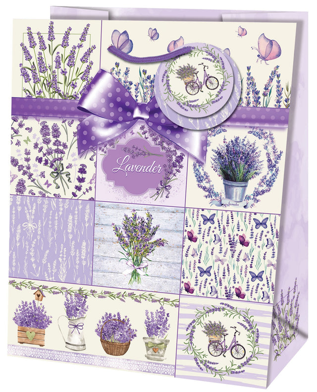 Dárková taška velká  (TL) o rozměrech 26,7x33x13,7 cm s motivem levandule 22439 TL.jpg
