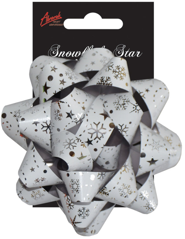 Hvězdice Snowflake - Stříbrná s vločkami - 10 cm SNOW-1.jpg