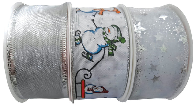 Mix vánočních hedvábných stuh s drátem nebo bez drátu - Stříbrná - 40 mm x 2 m NAV-stříbrná.jpg