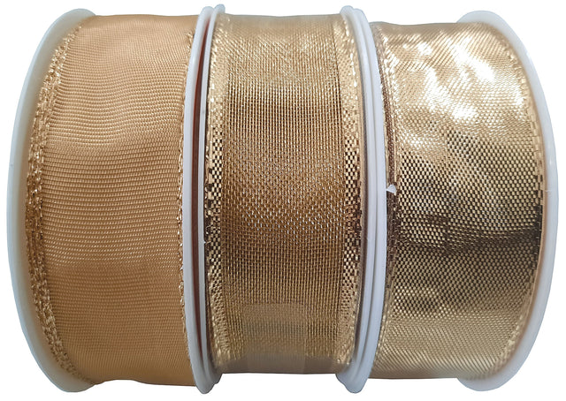 Mix vánočních hedvábných stuh s drátem nebo bez drátu - Zlatá - 25 mm x 3 m NAV-zlatá.jpg#17227#2387e61bf98e