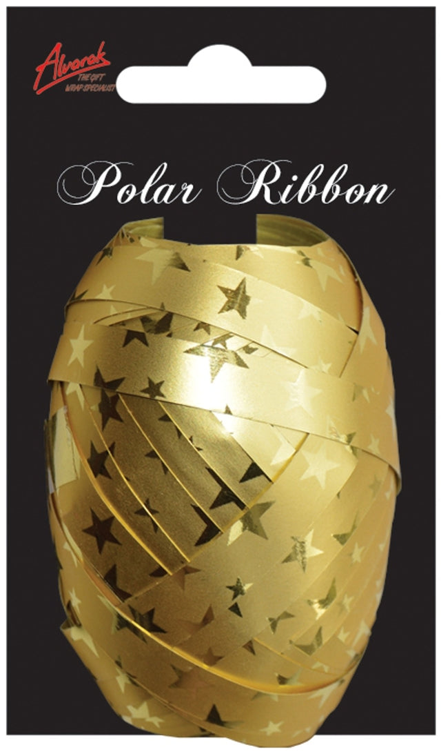 Stuha vejce Giga POLAR - Zlatá se zlatými hvězdami - 10 m a 7.5 mm POL-06.jpg#17392#6022abdb364c