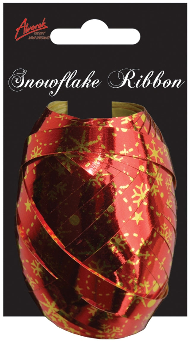 Stužková hvězdice Snowflake - Červená se zlatými vločkami - 10 cm SNOW-8.jpg#17335#5e744f6ac070